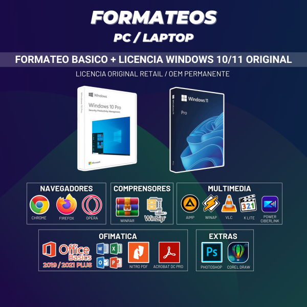 FORMATEO + LICENCIAS PC / LAPTOP 3