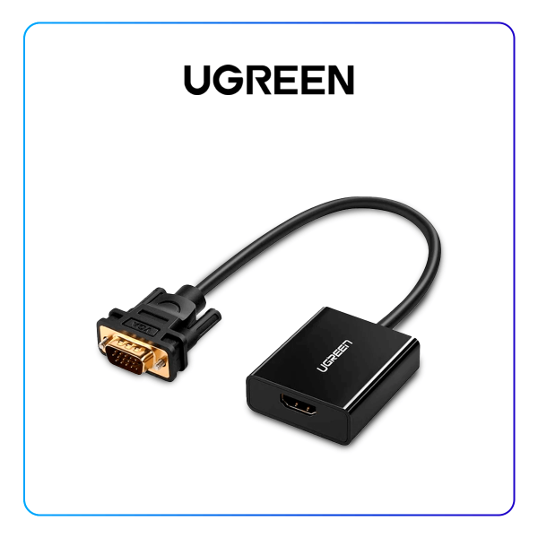 CABLE ADAPTADOR VGA A HDMI CON MICRO USB POWER SUPPLY  UGREEN * PARA PANTALLAS HDMI