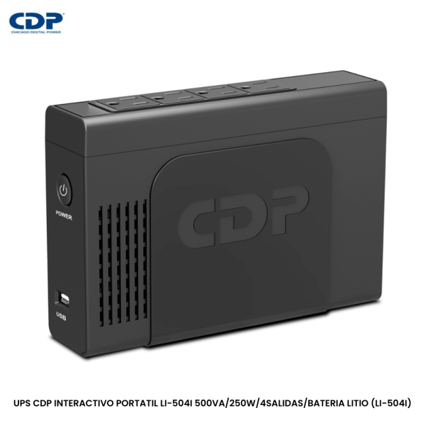 UPS CDP INTERACTIVO PORTATIL LI-504I 500VA/250W/4SALIDAS/BATERIA LITIO