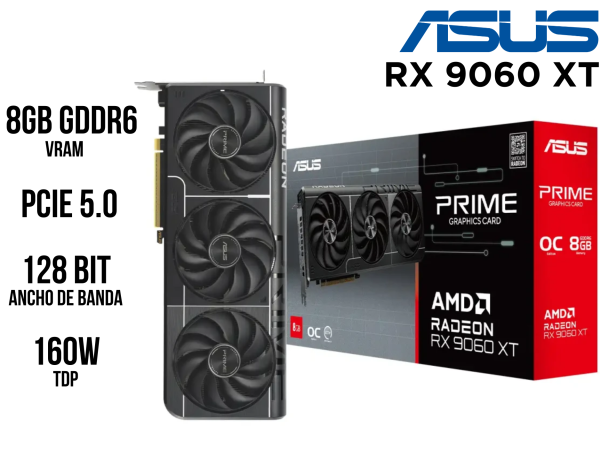 TARJETA DE VIDEO ASUS PRIME-RX9060XT-O8G, 8 GB GDDR6, PCI-E 5.0