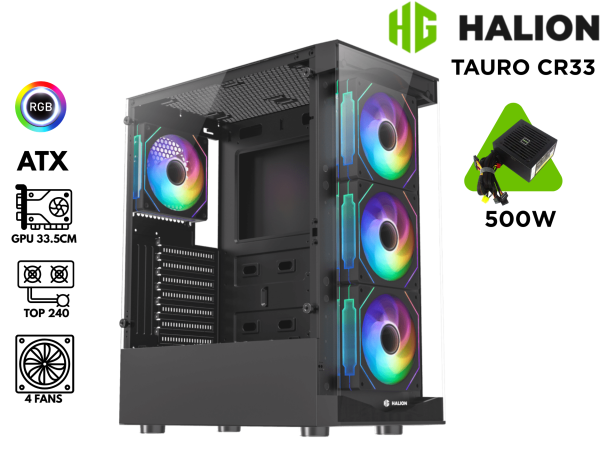 CASE GAMER, HALION, TAURO CR33 500W