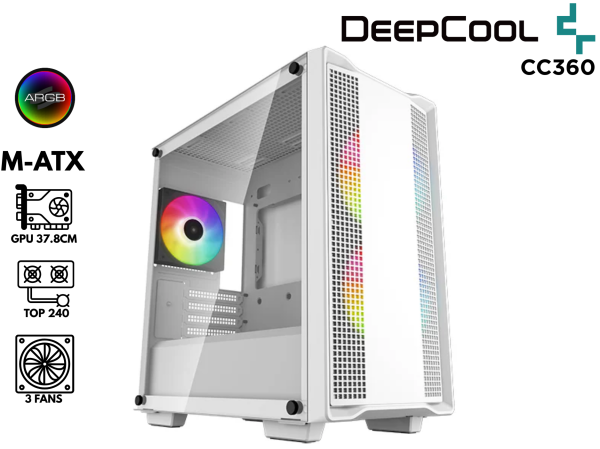 CASE GAMER, DEEPCOOL, CC360 ARGB WHITE