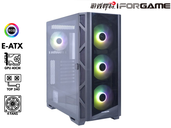 CASE E-ATX GAMER IFORGAME X2 VIDRIO 4FAN RGB