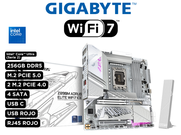 PLACA MADRE GIGABYTE, Z890M AORUS ELITE WHITE