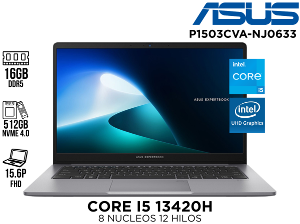LAPTOP ,ASUS ESP ,P1503CVA-NJ0633 ,CORE™ I5-13420H ,16GB DDR5 ,512GB NVME 4.0 ,15.6 P FHD ,INTEL GRAPHICS