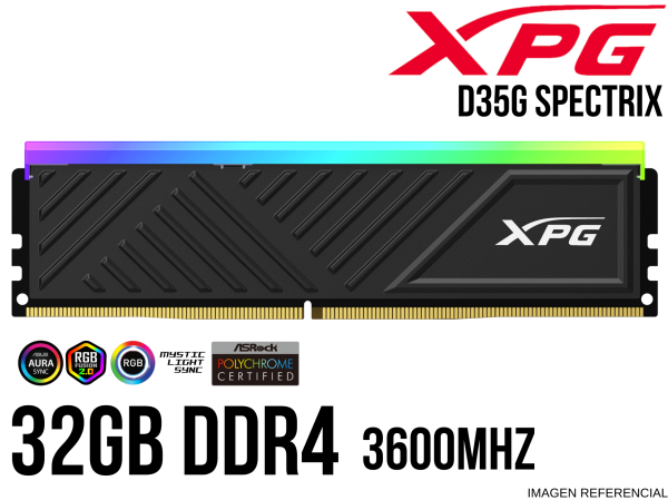 MEMORIA RAM XPG 32GB 3600MHZ RGB BLACK D35G SPECTRIX