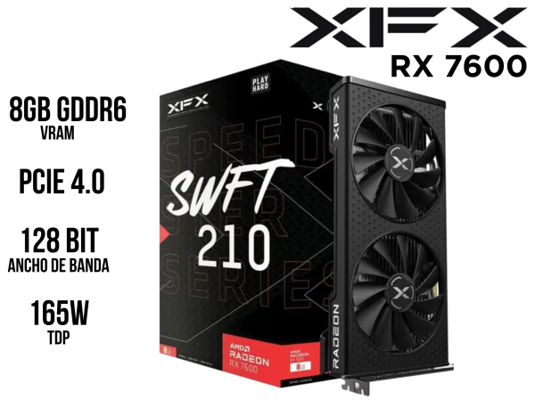 TARJETA DE VIDEO XFX VGA RX 7600 8GB OC 2 FAN