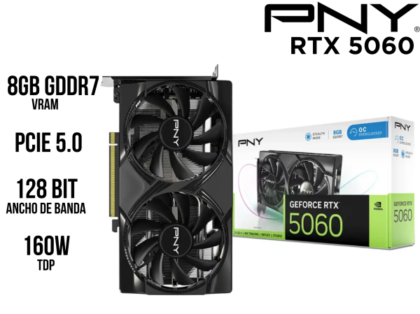 TARJETA DE VIDEO PNY RTX 5060 8GB GDDR7 OC