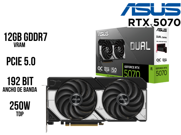 TARJETA DE VIDEO ASUS RTX 5070 DUAL OC 12 GB