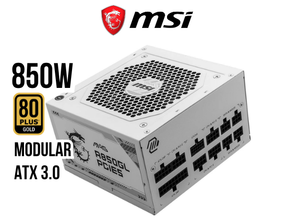 FUENTE DE PODER, MSI, A850GL WHITE 850W GOLD