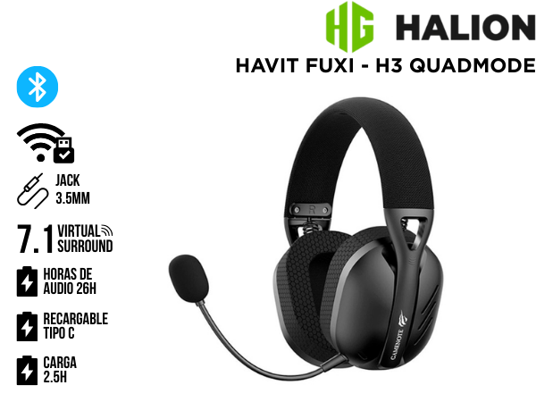 AUDIFONO,HAVIT, FUXI-H3 QUAD-MODE NEGRO MULTIPLATAFORMA INALAMBRICO