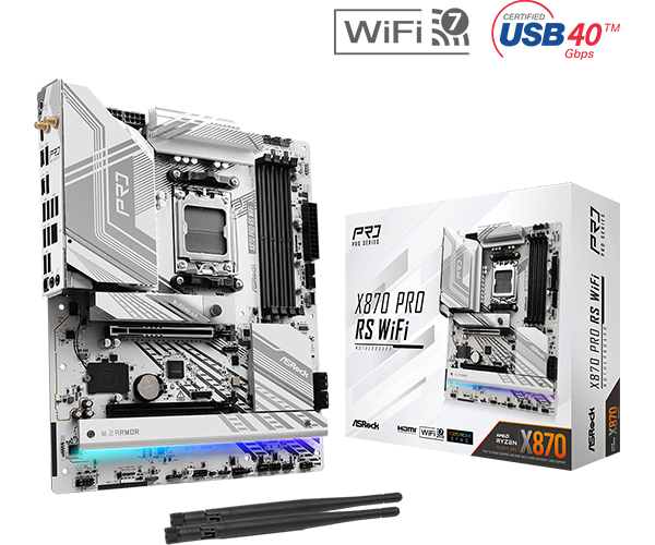 MOTHERBOARD ASROCK X870 PRO RS WIFI, CHIPSET AMD X870, SOCKET AMD AM5, ATX