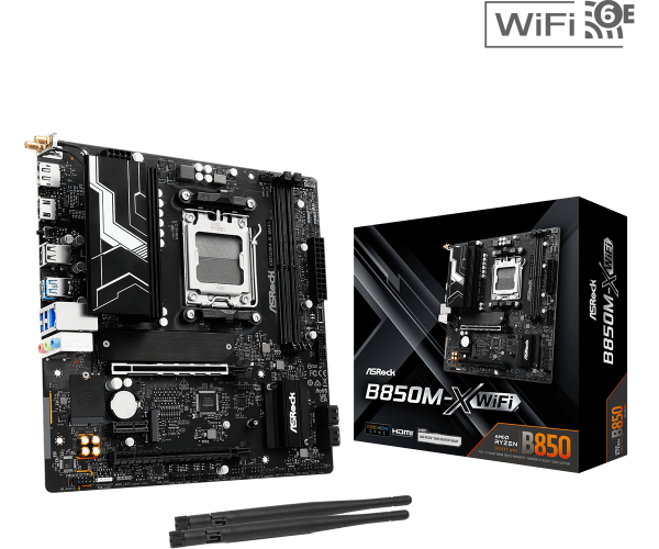 MOTHERBOARD ASROCK B850M-X WIFI R2.0, CHIPSET AMD B850, SOCKET AMD AM5, MATX