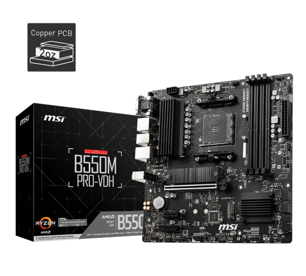 MOTHERBOARD MSI B550M PRO-VDH, AMD B550, AM4 SOCKET, VGA, HDMI, DP