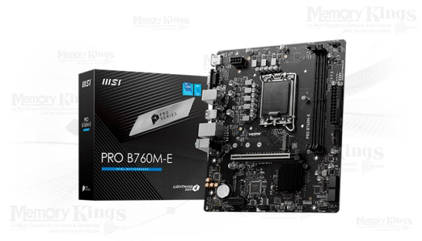 MOTHERBOARD MSI PRO PRO B760M-E DDR4, CHIPSET INTEL B760, LGA1700, HDMI, VGA, MATX.