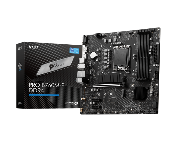 MOTHERBOARD MSI PRO B760M-P DDR4, CHIPSET INTEL B760, LGA1700, HDMI, DP, VGA, MATX.
