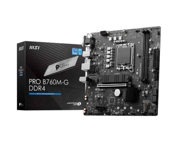 MOTHERBOARD MSI PRO B760M-G DDR4, CHIPSET INTEL B760, LGA1700, HDMI, DP, VGA, MATX