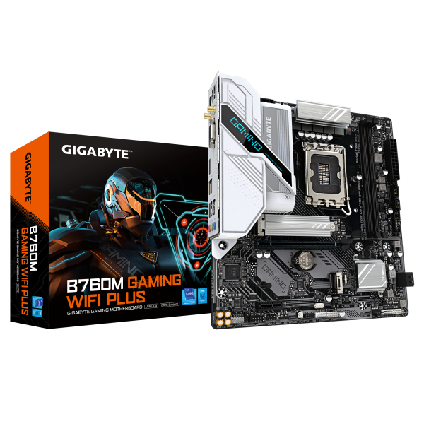 MOTHERBOARD GIGABYTE B760M GAMING PLUS WIFI DDR4, CHIPSET INTEL B760, LGA1700, MATX