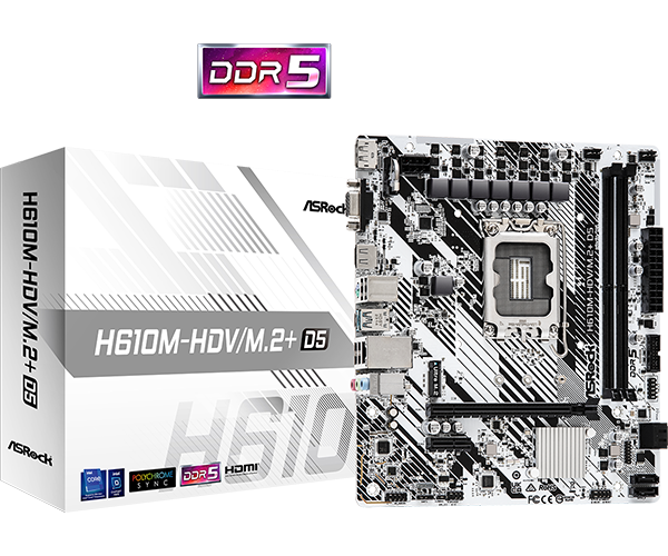 MOTHERBOARD ASROCK H610M-HDV/M.2+ D5, CHIPSET INTEL H610, LGA1700, MATX