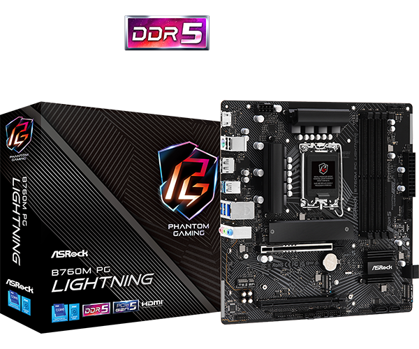 MOTHERBOARD ASROCK B760M PG LIGHTNING WIFI, CHIPSET INTEL B760, LGA1700, MATX