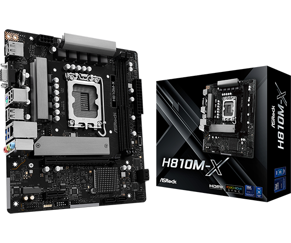 MOTHERBOARD ASROCK H810M-X, CHIPSET INTEL H810, LGA 1851, 1XVGA, 1XHDMI, 1XDP, MATX