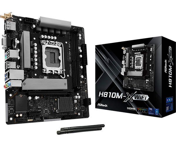 MOTHERBOARD ASROCK H810M-X WIFI, CHIPSET INTEL H810, LGA 1851, 1XVGA, 1XHDMI, 1XDP, MATX
