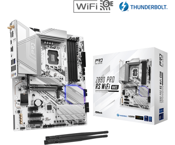 MOTHERBOARD ASROCK Z890 PRO RS WIFI WHITE, CHIPSET INTEL Z890, LGA 1851, HDMI, DP, ATX