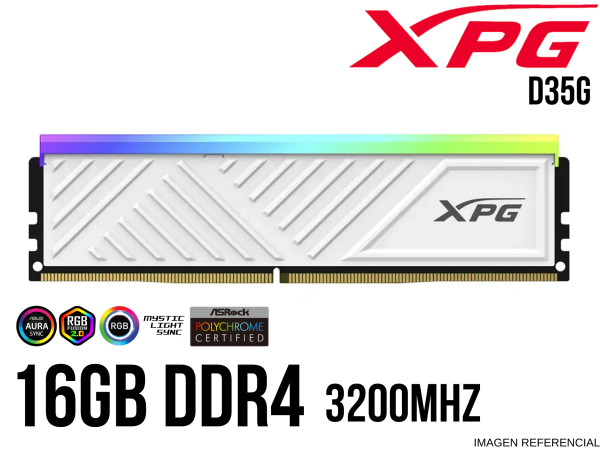 MEMORIA RAM, XPG,D35 16GB DDR4 3200MHZ WHITE