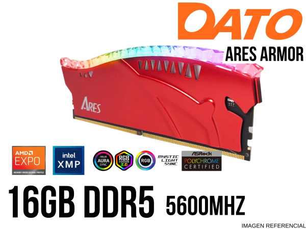 MEMORIA RAM DATO ARES ARMOR LITE 16GB DDR5 5600MHZ RGB RED