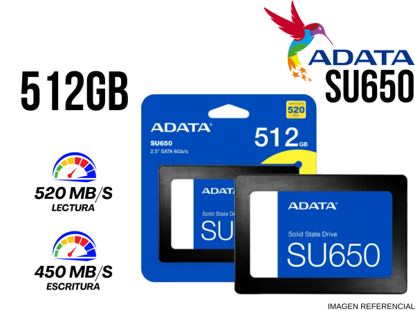 SSD, ADATA, SU650 512GB 2.5 SATA