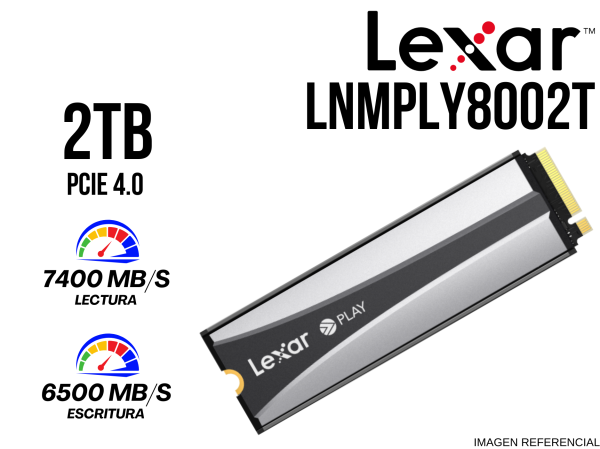 SSD, LEXAR LNMPLY8002T PCI 4.0, M.2 NVME 2TB 7400MB/S