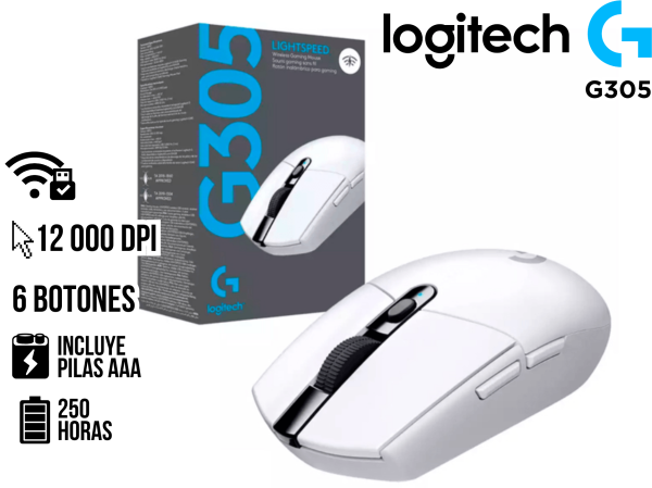 MOUSE LOGITECH G305 LIGTHSPEED WIRELESS WHITE (910-005290)