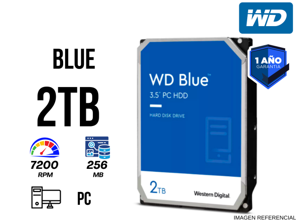 DISCO DURO WESTERN DIGITAL BLUE WD20EZBX, 2TB, SATA 6GB/S, 3.5" 7200RPM, CACHE 256MB