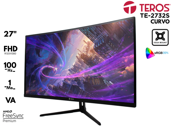 MONITOR TEROS CURVO TE 2732S 27P FHD 100HZ 1MS