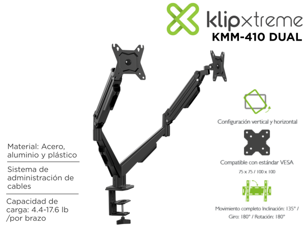 RACK MONITOR KLIP XTREME KMM 410 DUAL MONITOR