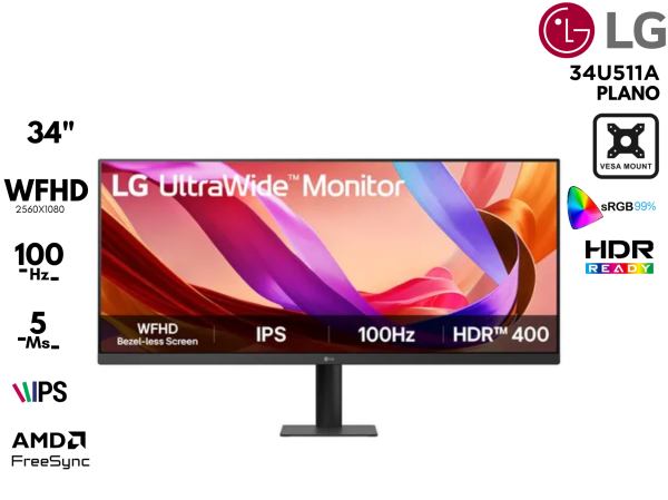 MONITOR LG 34U511A 34P PLANO IPS WFHD 100HZ 1MS