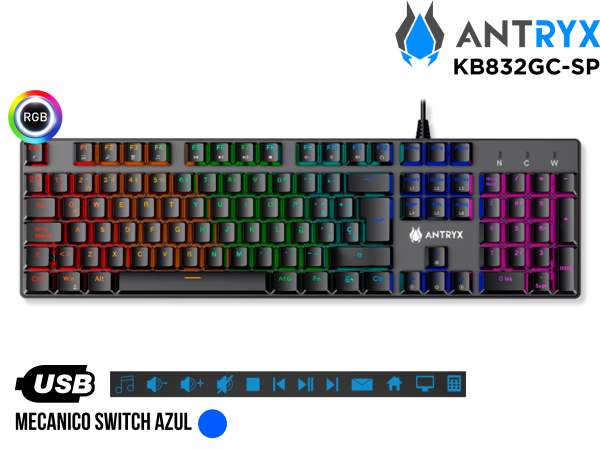 TECLADO MECANICO ANTRYX MK760L BLACK BLUE SWITCH