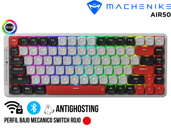 TECLADO MECANICO,MACHENIKE AIR50 COLOR ROJO