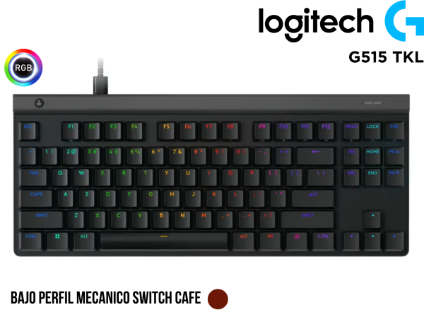 TECLADO GAMER, LOGITECH, G515 TKL WIRED RGB MECANICO BLACK