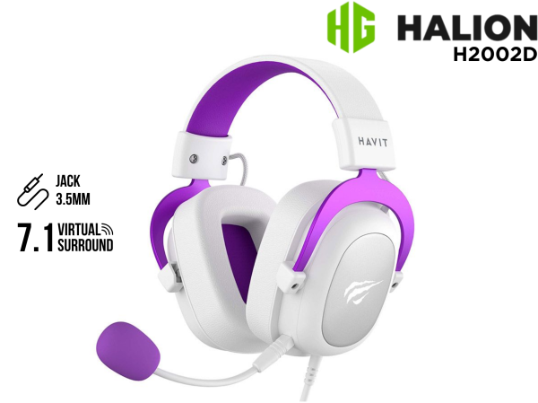 AUDIFONO,HAVIT, H2002D METAL 3.5MM BLANCO-MORADO