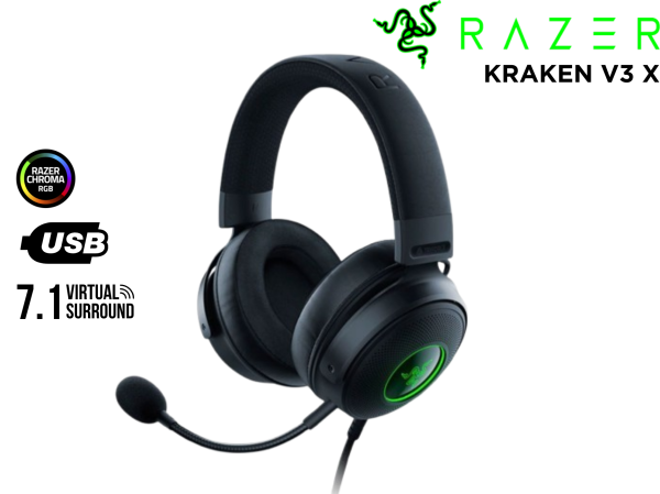 AUDIFONO C/MICROF. RAZER KRAKEN V3 X USB 7.1 CHROMA BLACK