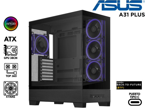 CASE ASUS A31 PLUS -BK-TG-ARGB BLACK