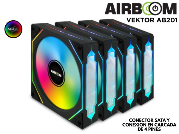 FAN PARA CASE, AIRBOOM, VEKTOR AB201 ARGB 4FANS