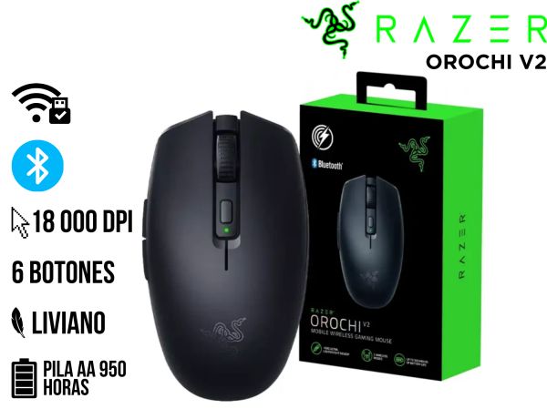 MOUSE GAMER, RAZER, OROCHI V2 18K DPI MULTI-DISPOSITIVO 425H WIRELESS