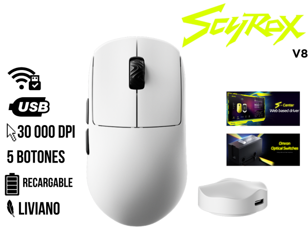 MOUSE SCYROX V8 COLOR BLANCO