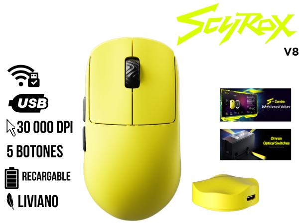 MOUSE SCYROX V8 COLOR AMARILLO