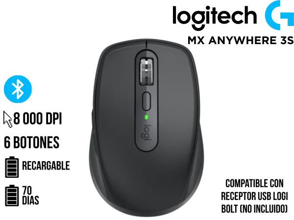 MOUSE, LOGITECH, MX ANYWHERE 3S GRAPHITE