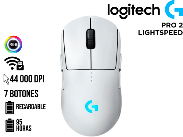 MOUSE, LOGITECH-G, G PRO 2 LIGHTSPEED WIRELESS 44K WHITE