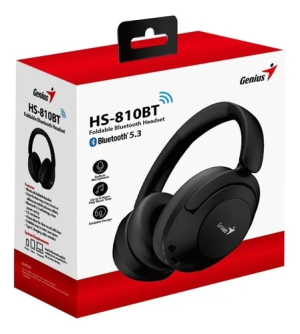 AUDIFONO C/MICROF. GENIUS HS-810BT BT/3.5MM 40MM 22H PLEGABLE BLACK