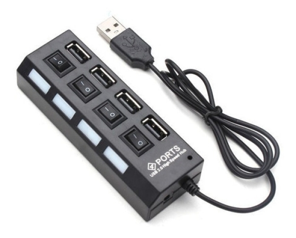 HUB USB 2.0 4 PUERTOS HI-SPEED CON INTERRUPTORES